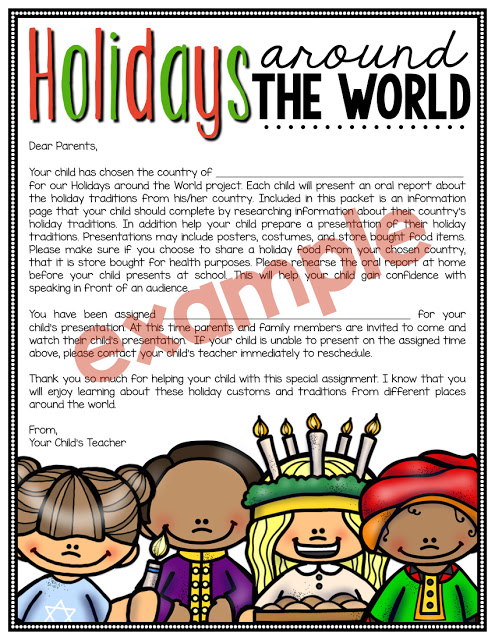Holidays Around the World Parent Letter