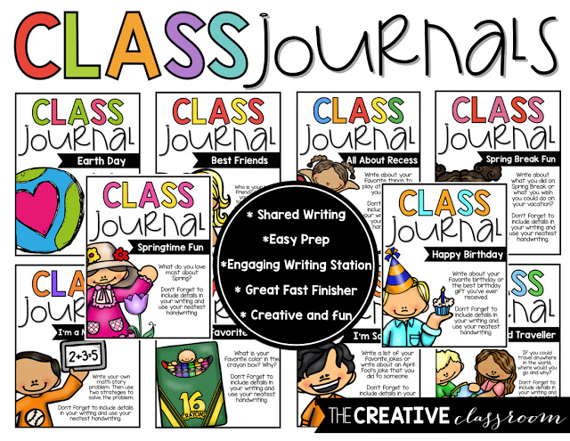 Shared class journals are great for fast finishers or writing stations. These journals are easy prep and engaging for all students in different grade levels. 