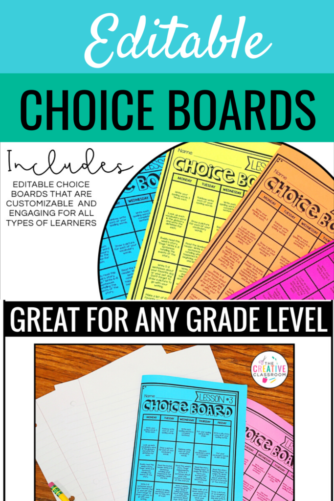 Choice boards are perfect to use as a choice menu of tasks you want your students to complete during the day. Choice boards are perfect for station time to ensure your students are busy so that you can pull small groups for instruction in reading or math.
