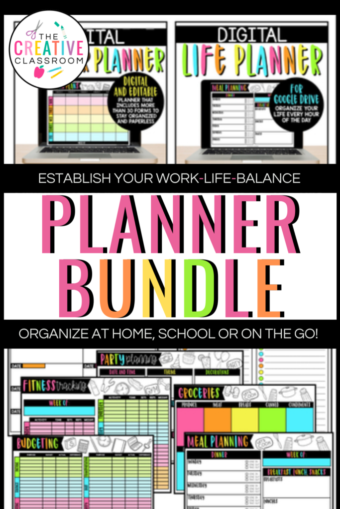 This next generation Planner Bundle is completely digital and editable which includes more than 60 different forms to stay organized and paperless at school and at home.  You can access and edit both Planner at home, school or on the go with a laptop, desktop computer, tablet or phone. These planners are accessed using Google Drive. Google accounts are free and easy to use. Organize your life every hour of the day with the Digital Teacher Planner and Life Planner Bundle.