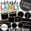 Black and Bright Editable Classroom Labels