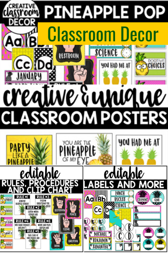 Create a colorful and SWEET classroom environment with Pineapple Pop Classroom Décor. This décor set is perfect for any grade level teacher wanting to create a fun and inviting classroom for students.